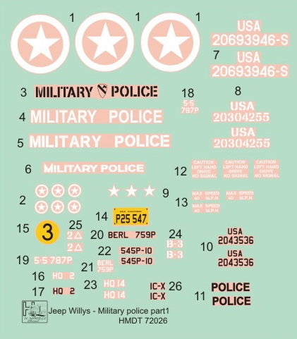 H-Model Decals HMT72026 1:72 Willys Jeep MB/U.S