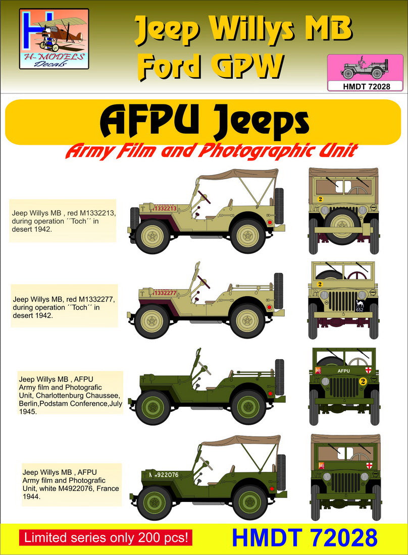 H-Model Decals HMT72028 1:72 Willys Jeep MB/U.S