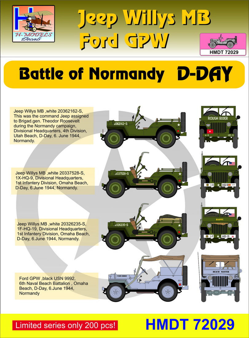 H-Model Decals HMT72029 1:72 Willys Jeep MB/U.S