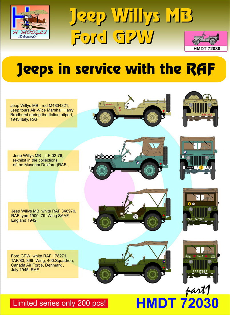 H-Model Decals HMT72030 1:72 Willys Jeep MB/U.S