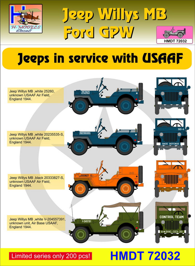 H-Model Decals HMT72032 1:72 Willys Jeep MB/U.S