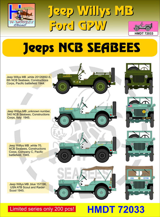 H-Model Decals HMT72033 1:72 Willys Jeep MB/U.S
