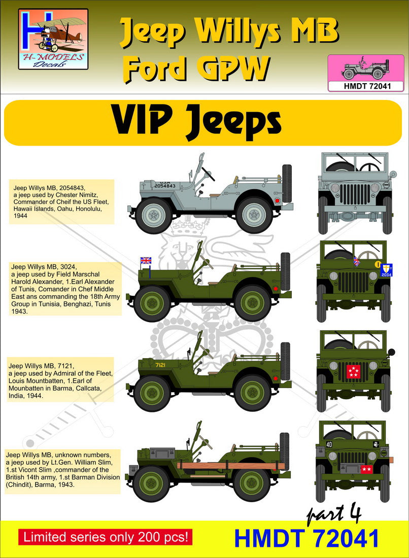 H-Model Decals HMT72041 1:72 Willys Jeep MB/U.S