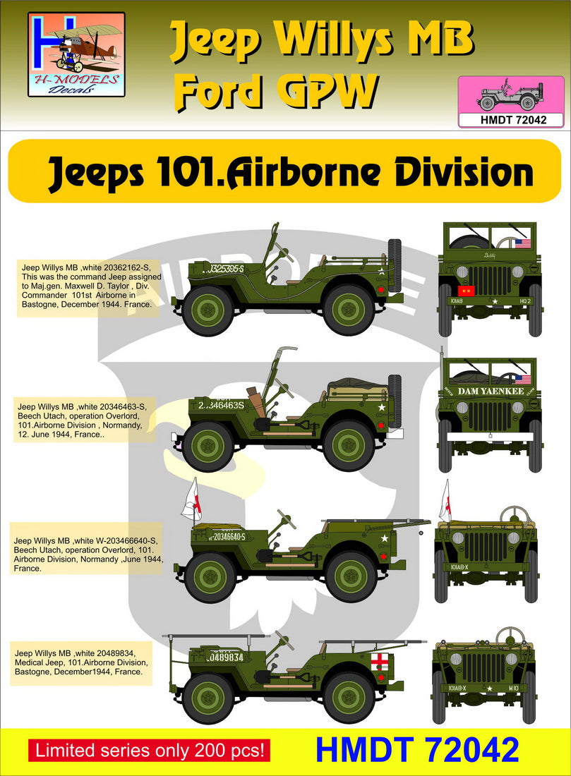 H-Model Decals HMT72042 1:72 Willys Jeep MB/U.S