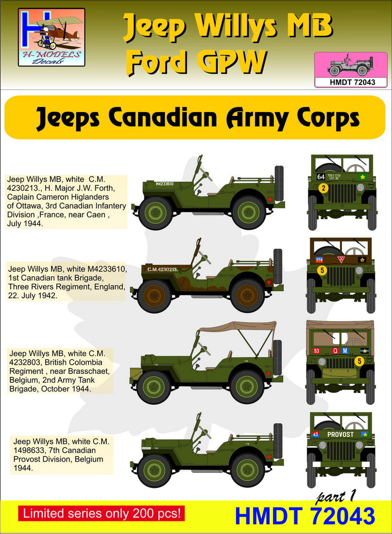 H-Model Decals HMT72043 1:72 Willys Jeep MB/U.S