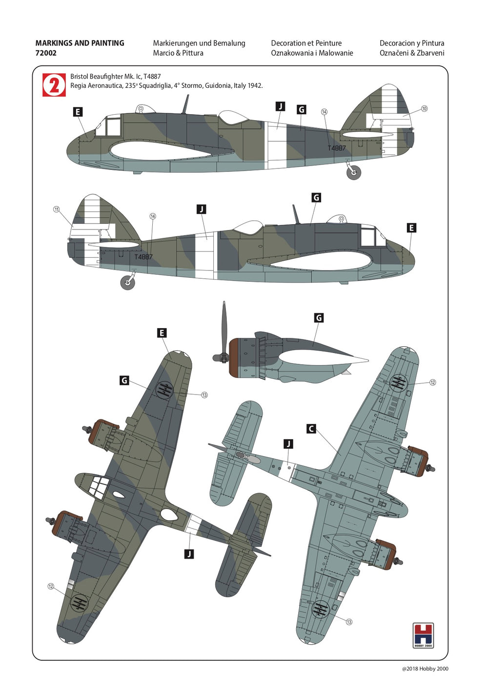 Hobby 2000 H2K72002 Bristol Beaufighter Mk.IF/IC (Hasegawa) 1:72