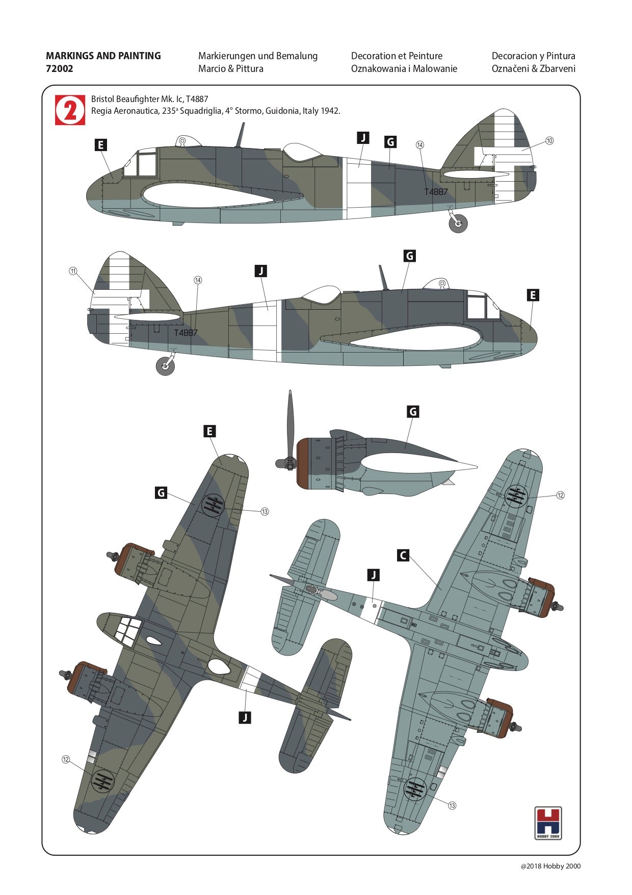 Hobby 2000 H2K72002 Bristol Beaufighter Mk.IF/IC (Hasegawa) 1:72