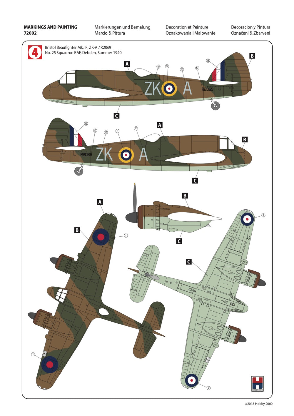 Hobby 2000 H2K72002 Bristol Beaufighter Mk.IF/IC (Hasegawa) 1:72