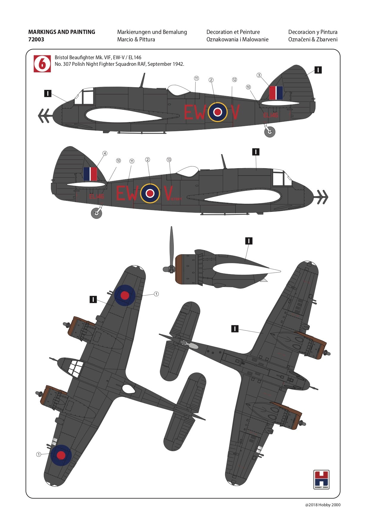 Hobby 2000 H2K72003 1:72 Bristol Beaufighter Mk.VIF