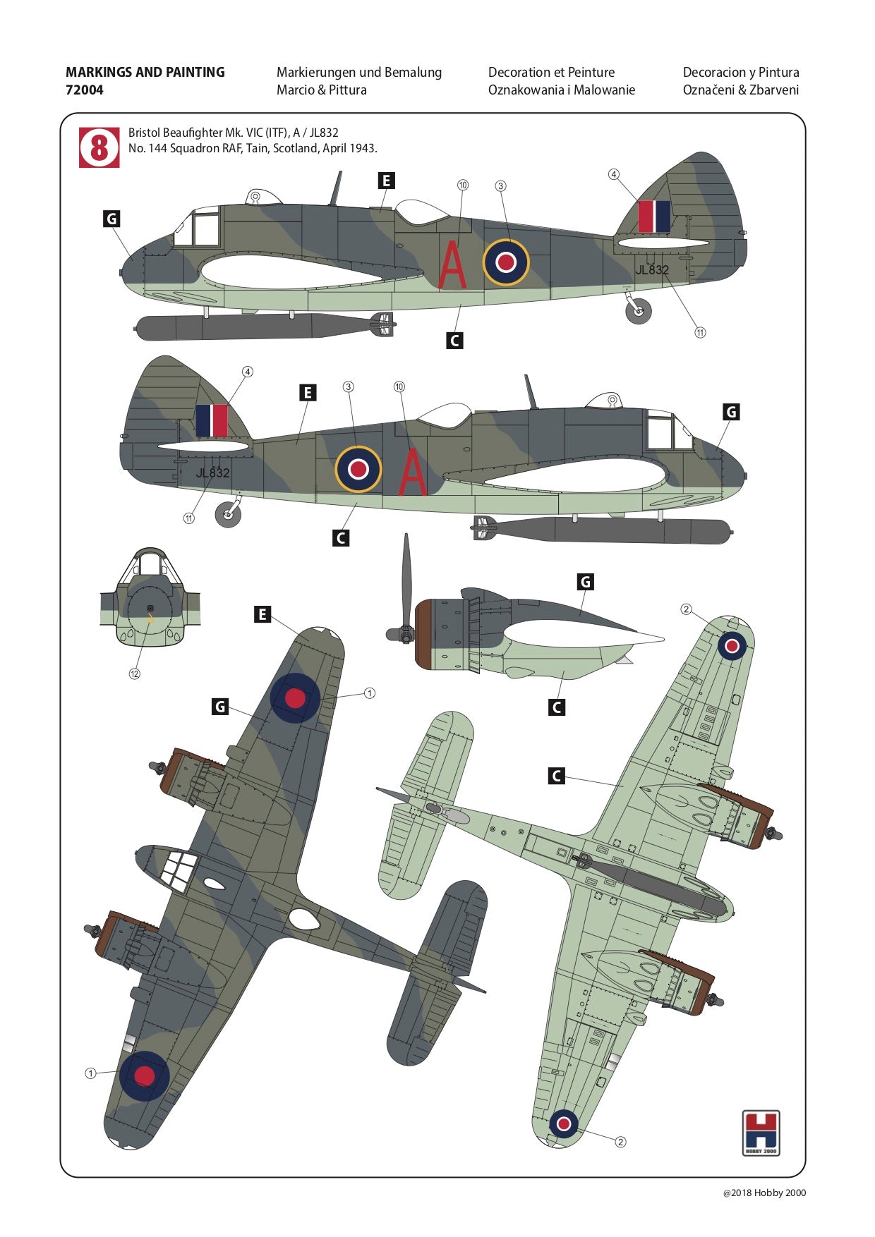 Hobby 2000 H2K72004 1:72 Bristol Beaufighter Mk.VIC