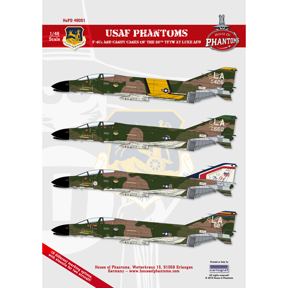 House Of Phantom Decals HOPD48001 1:48 USAF Phantoms
