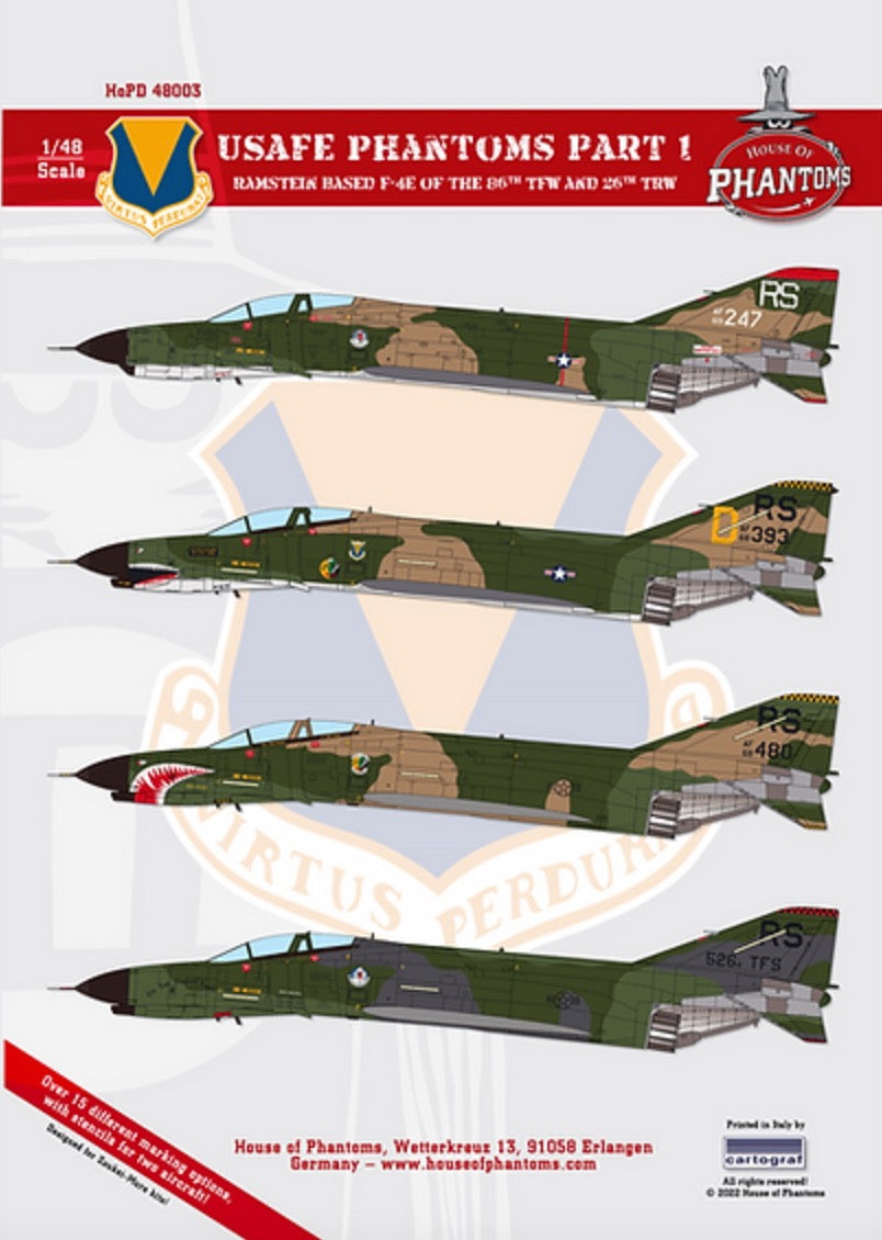 House Of Phantom Decals HOPD48003 1:48 USAFE Phantoms