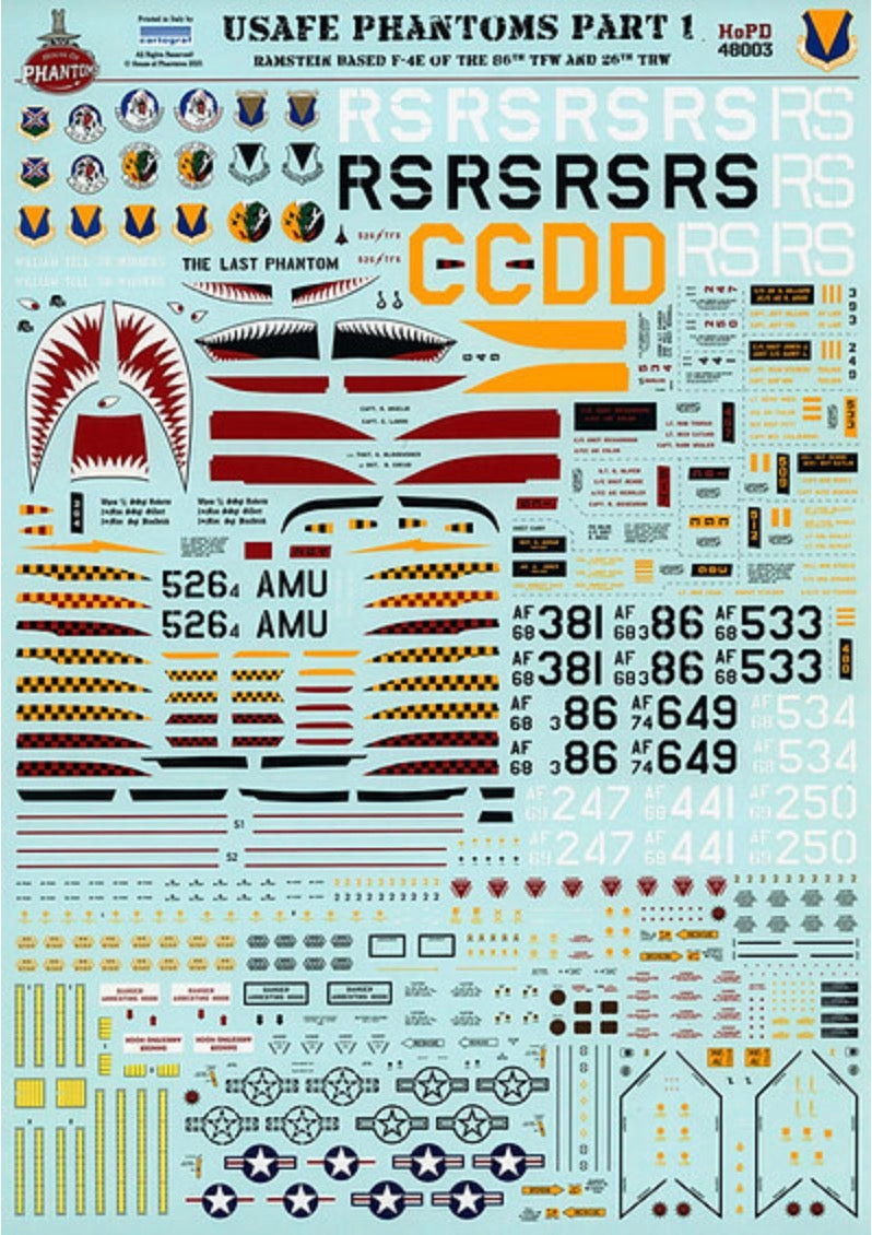 House Of Phantom Decals HOPD48003 1:48 USAFE Phantoms