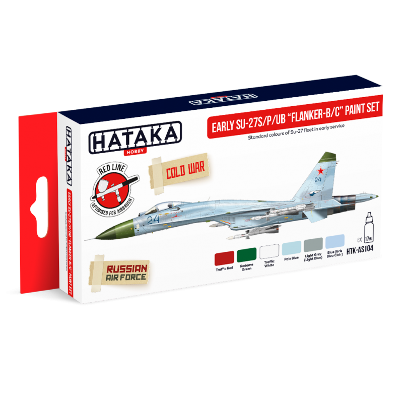 Hataka HTK-AS104 1:48 Early Sukhoi Su-27S/P/UB Paint Set (6 Colours)