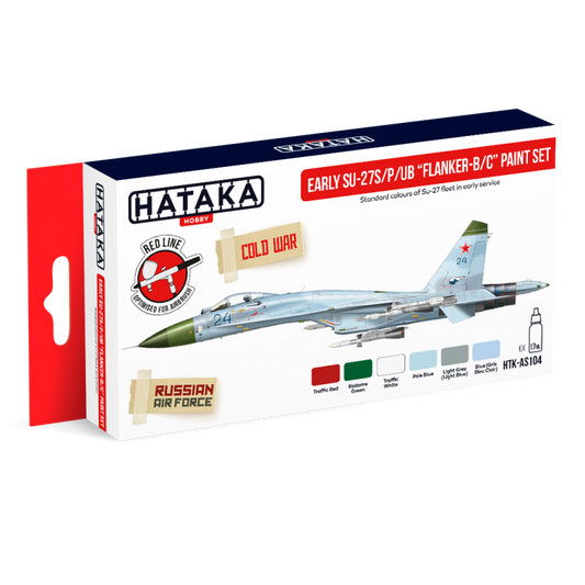 Hataka HTK-AS104 1:48 Early Sukhoi Su-27S/P/UB Paint Set (6 Colours)