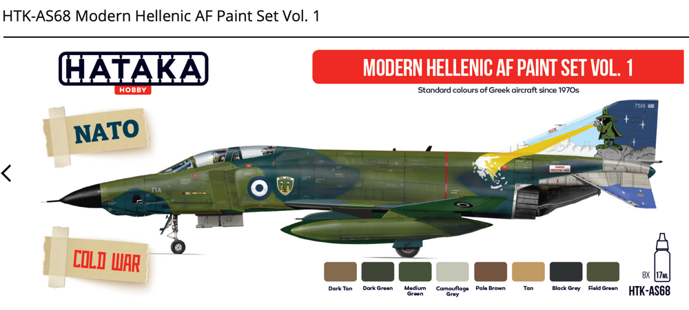 Hataka HTK-AS68 1:48 Modern Hellenic Air Force Paint Set Volume 1 x 8 colours