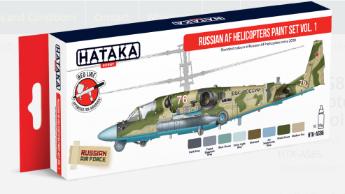 Hataka HTK-AS86 1:48 Russian Air Force Helicopters Paint Set 1 (8 Colours)