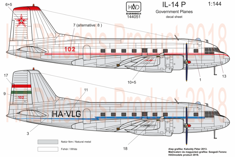 HAD Models HUN144051 1:144 Ilyushi Il-14 P Government plane