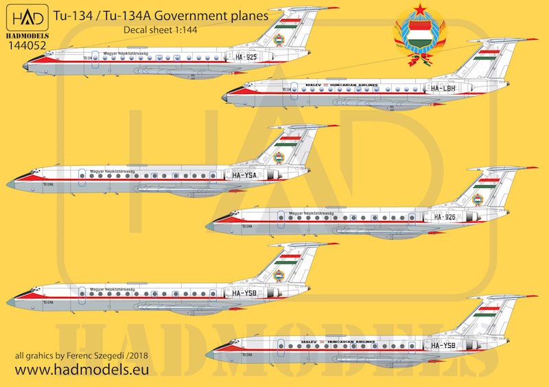 HAD Models HUN144052 1:144 Tupolev Tu-134