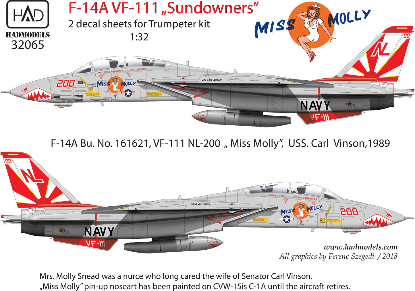 HAD Models HUN32065 F-14A Tomcat VF-111 Sundowners Miss Molly 1:32