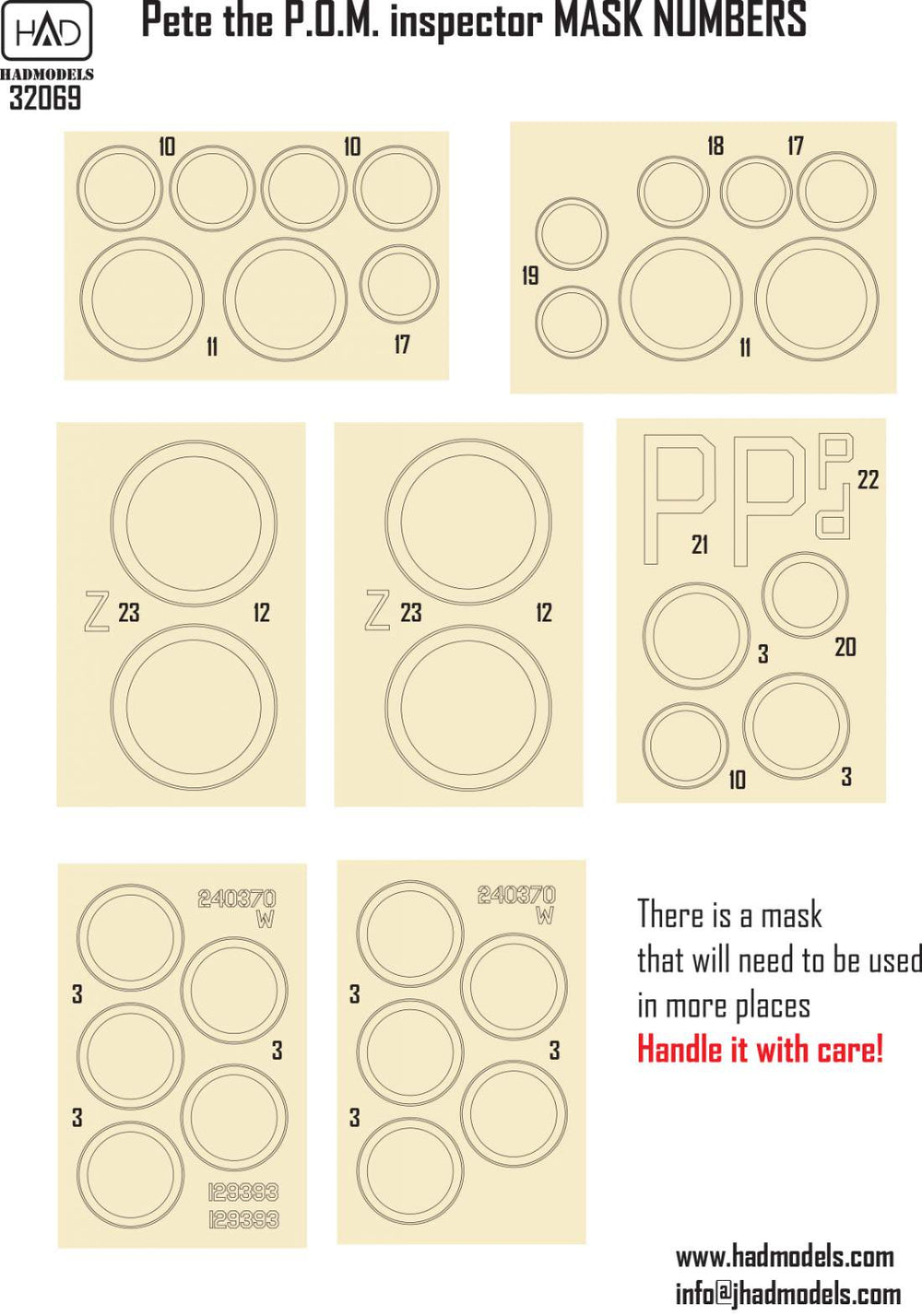 HAD Models HUN32069 B-24D/H Pete the Pom Inspector Decals & Masks 1:32