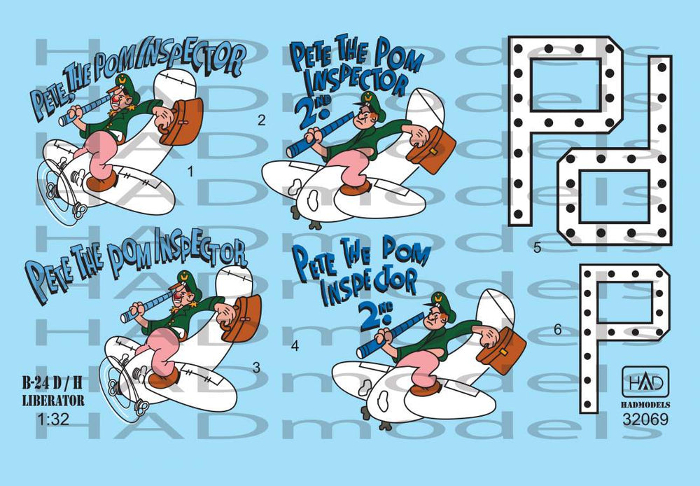 HAD Models HUN32069 B-24D/H Pete the Pom Inspector Decals & Masks 1:32