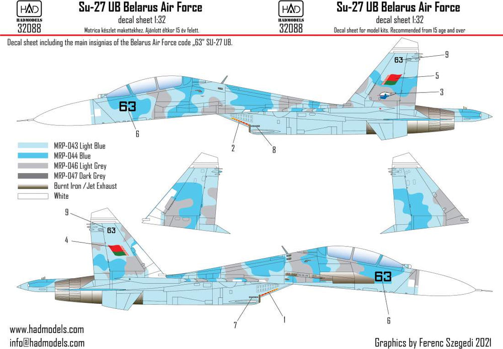 HAD Models HUN32088 1:32 Sukhoi Su-27UB Belarus