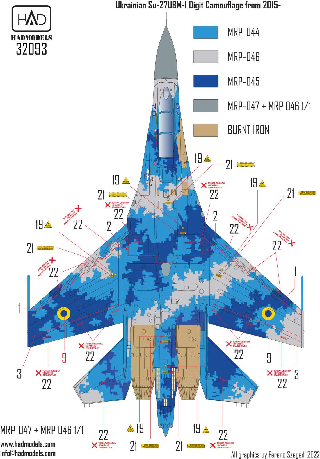HAD Models HUN32093 1:32 Ukrainian Sukhoi Su-27UBM-1 Flanker C