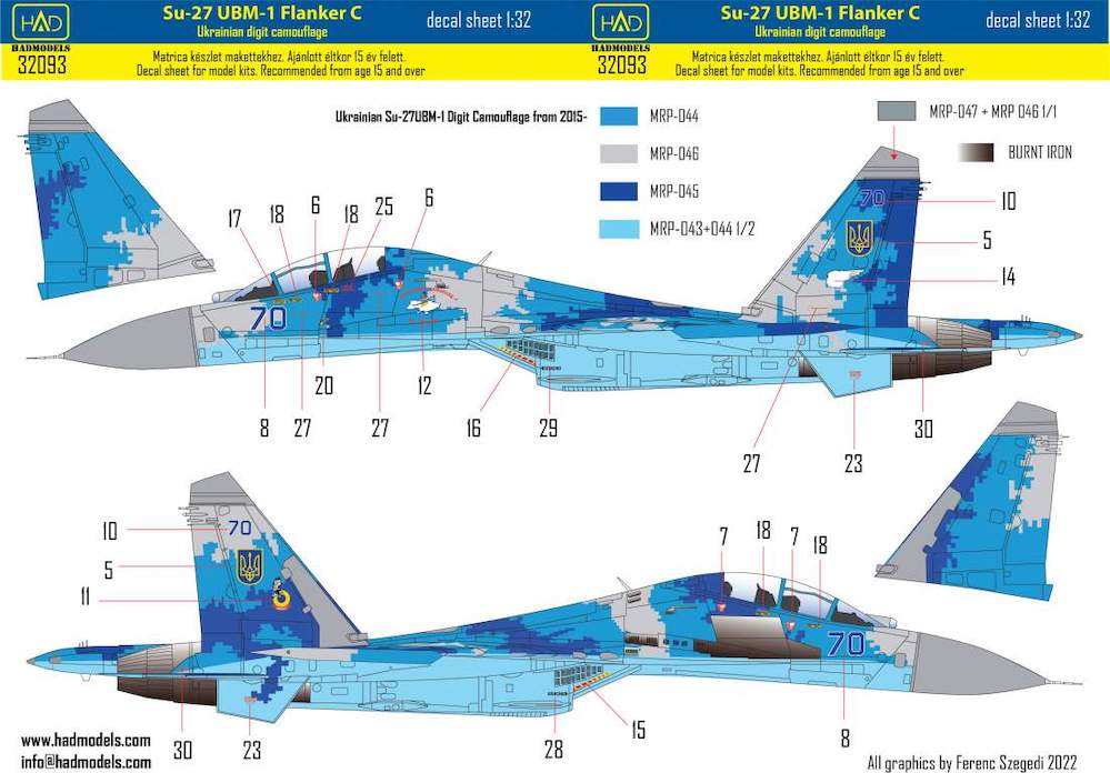 HAD Models HUN32093 1:32 Ukrainian Sukhoi Su-27UBM-1 Flanker C
