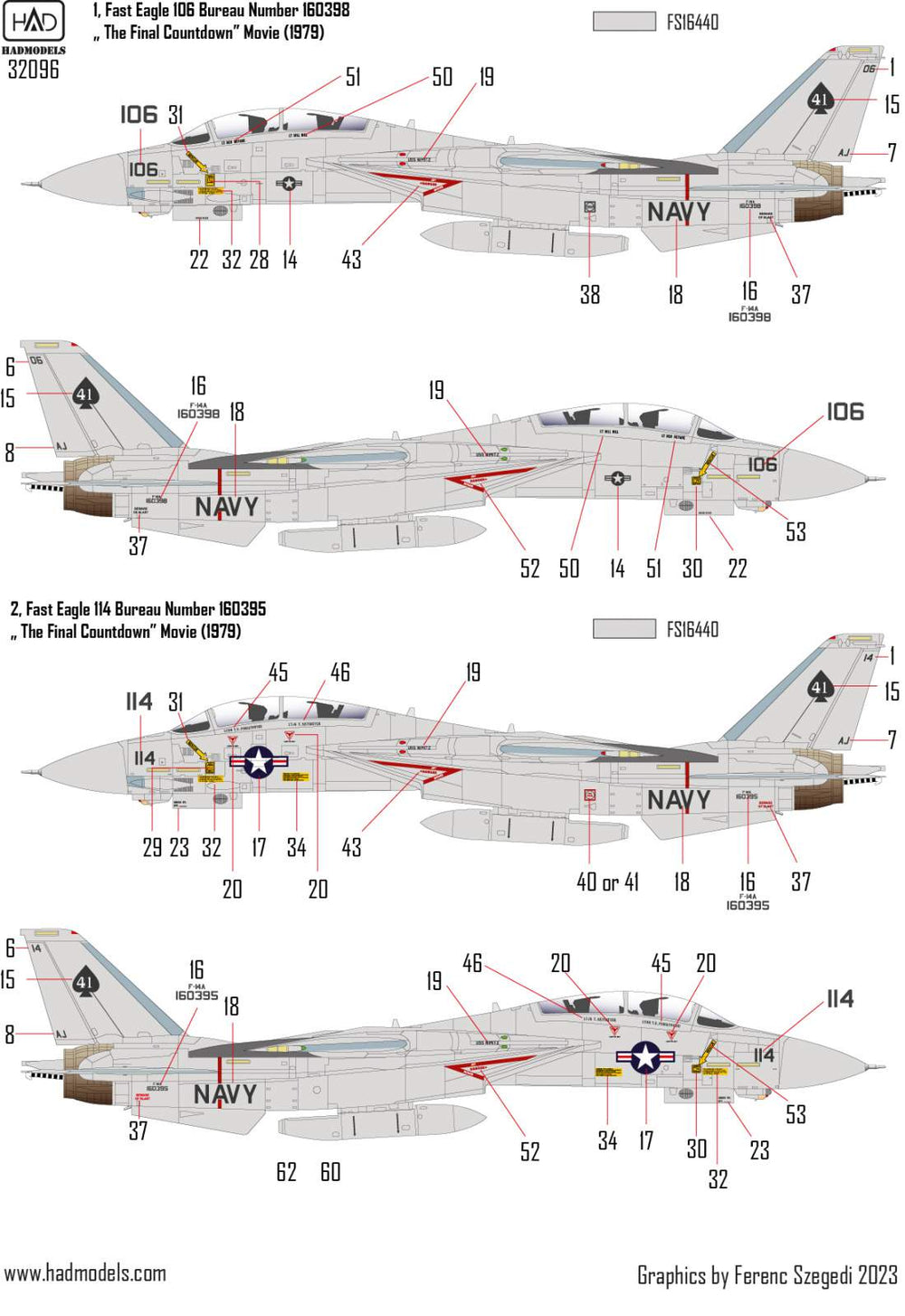 HAD Models HUN32096 1:32 Grumman F-14A Tomcat Black Aces Final Countdown