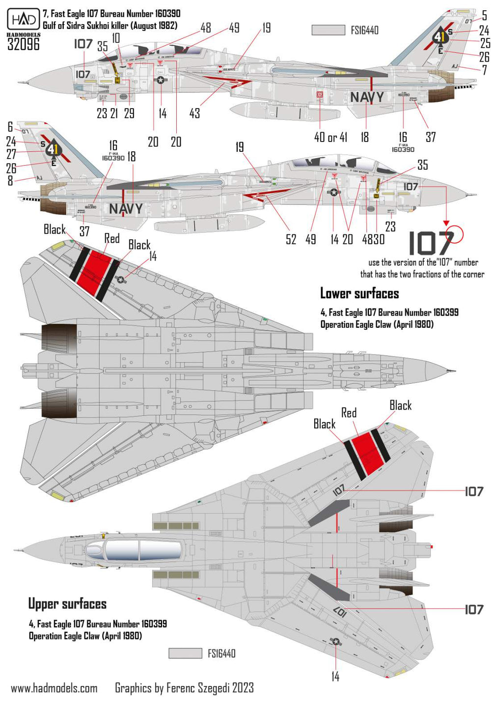 HAD Models HUN32096 1:32 Grumman F-14A Tomcat Black Aces Final Countdown
