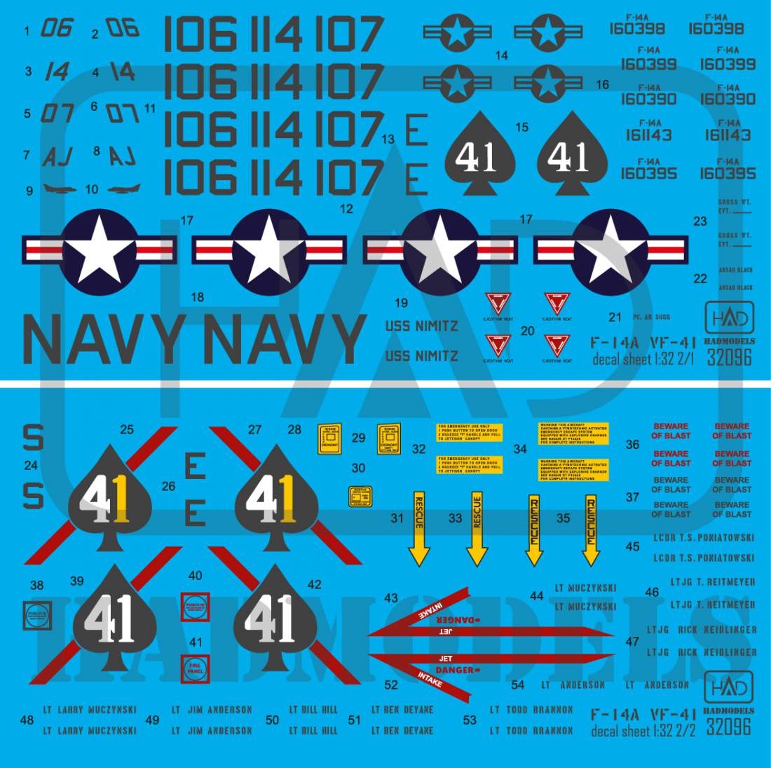 HAD Models HUN32096 1:32 Grumman F-14A Tomcat Black Aces Final Countdown