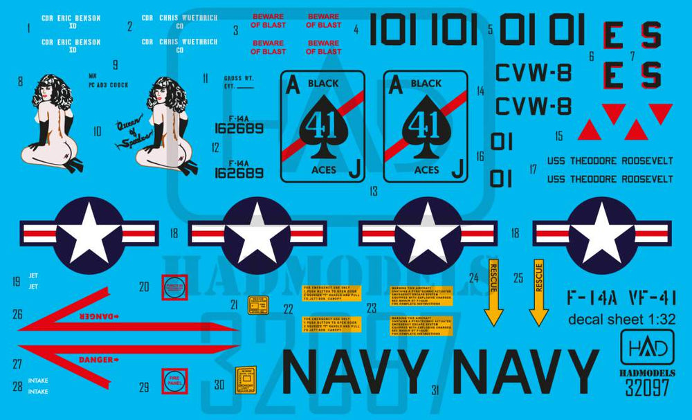 HAD Models HUN32097 1:32 Grumman F-14A Tomcat Desert Storm Queen of spades