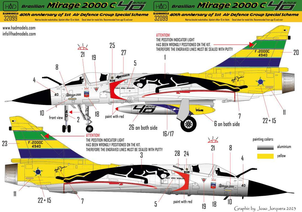 HAD Models HUN32099 Mirage 2000C 40th Anniv 1st Air Defence 1:32