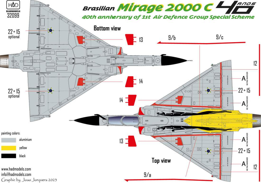 HAD Models HUN32099 Mirage 2000C 40th Anniv 1st Air Defence 1:32