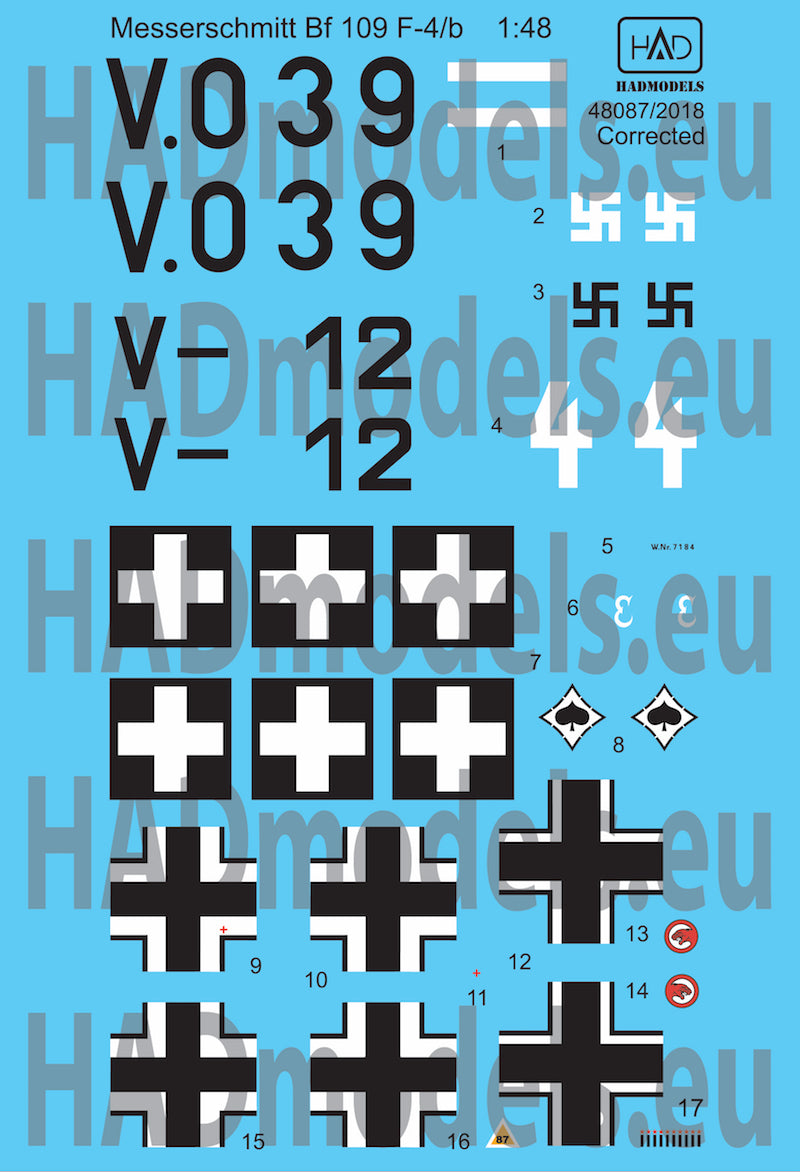 HAD Models HUN48087 1:48 Messerschmitt Bf-109F-4/b part II.