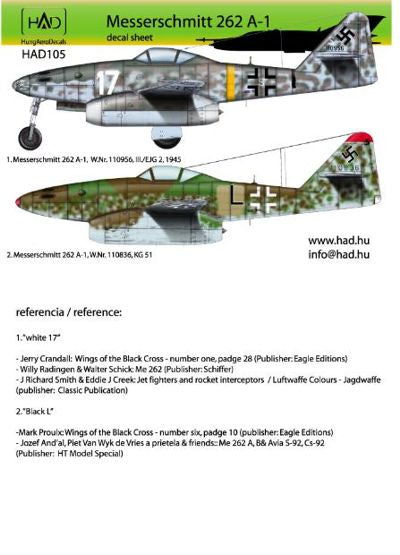 HAD Models HUN48105 1:48 Messerschmitt Me-262A-1