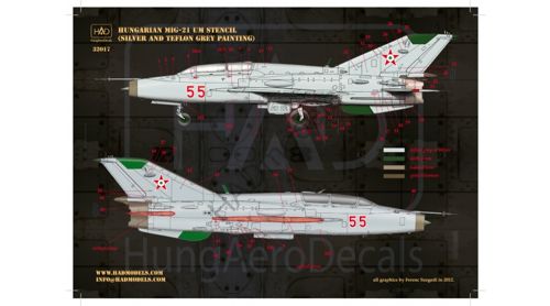 HAD Models HUN48157 Mikoyan MiG-21UM HUnAF Stencils DDR/Silver 1:48