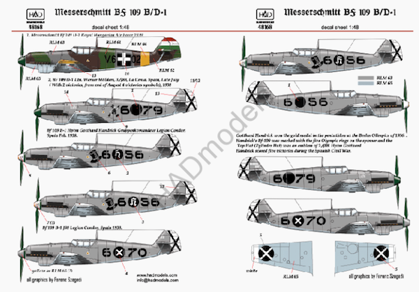 HAD Models HUN48168 1:48 Messerschmitt Bf-109B/Bf-109D