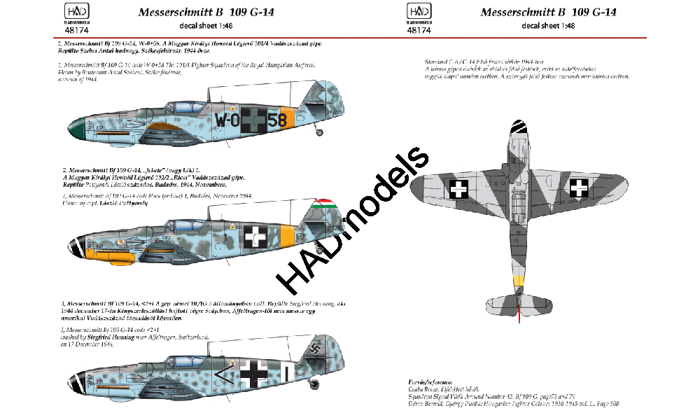 HAD Models HUN48174 1:48 Messerschmitt Bf-109G-14