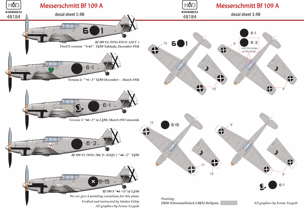 HAD Models HUN48184 1:48 Messerschmitt Bf-109A