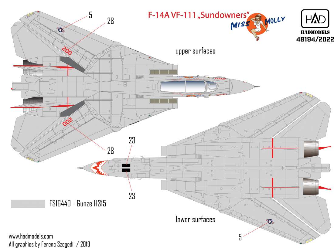 HAD Models HUN48194 1:48 Grumman F-14A Tomcat VF-111 "Sundowners"