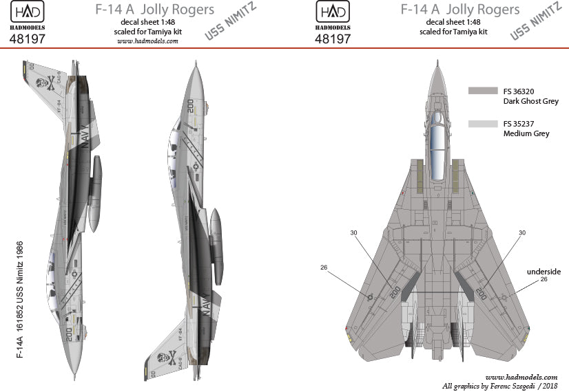 HAD Models HUN48197 F-14A Tomcat VF-84 Jolly Rogers Low-Vis 1:48