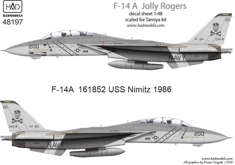 HAD Models HUN48197 F-14A Tomcat VF-84 Jolly Rogers Low-Vis 1:48