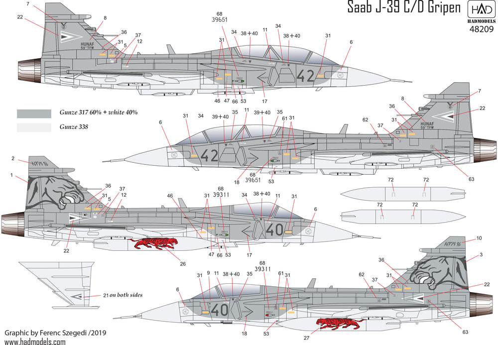 HAD Models HUN48209 1:48 Saab JAS-39C/D Gripen
