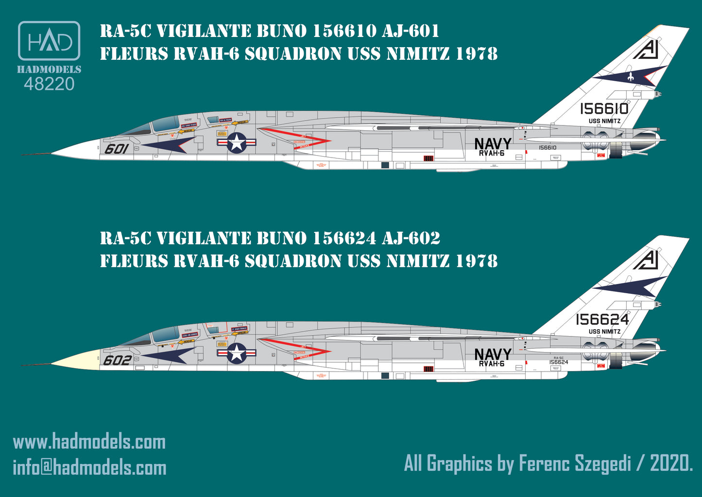 HAD Models HUN48220 1:48 North-American RA-5C Vigilante of the USS Nimitz