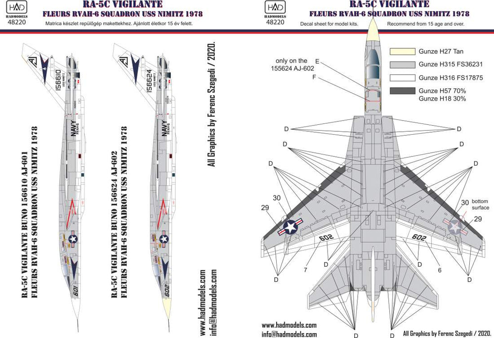 HAD Models HUN48220 1:48 North-American RA-5C Vigilante of the USS Nimitz