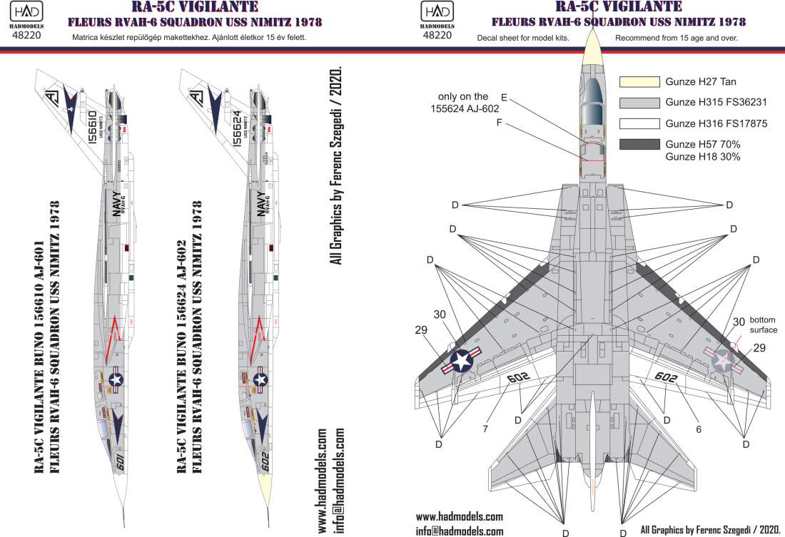 HAD Models HUN48220 1:48 North-American RA-5C Vigilante of the USS Nimitz