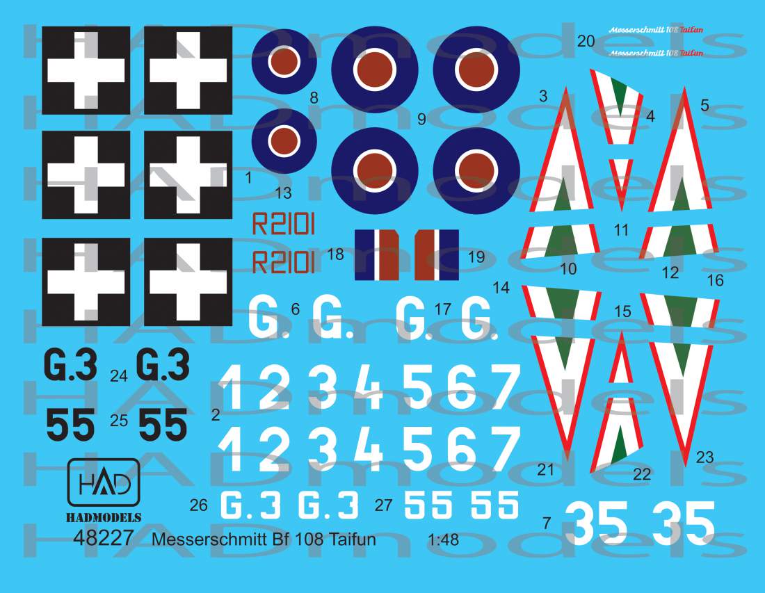 HAD Models HUN48227 1:48 Messerschmitt Bf-108 Taifun 4 x Hungarian and 1 x RAF