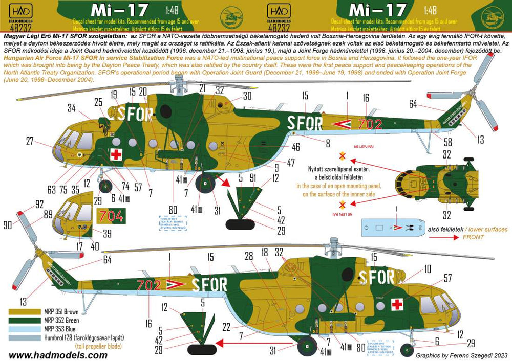 HAD Models HUN48232 1:48 Mil Mi-17 Hun, Mexico, UN